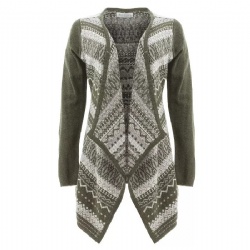 Front Fair Isle Wool Blend Cardigan